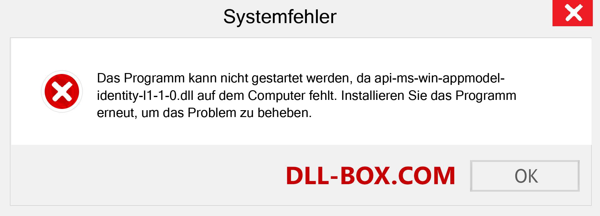 api-ms-win-appmodel-identity-l1-1-0.dll-Datei fehlt?. Download für Windows 7, 8, 10 - Fix api-ms-win-appmodel-identity-l1-1-0 dll Missing Error unter Windows, Fotos, Bildern